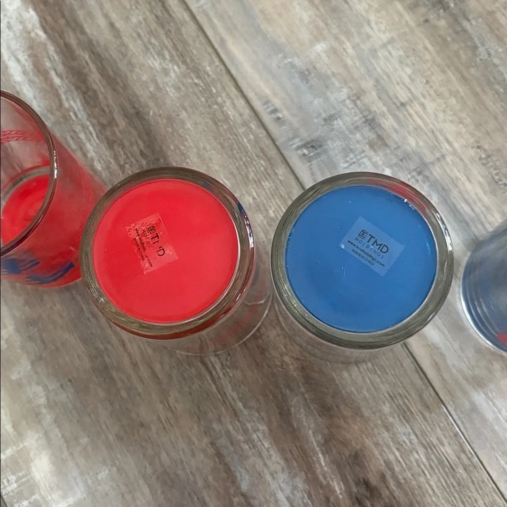 Red and blue nautical rope knotted glasses set 4